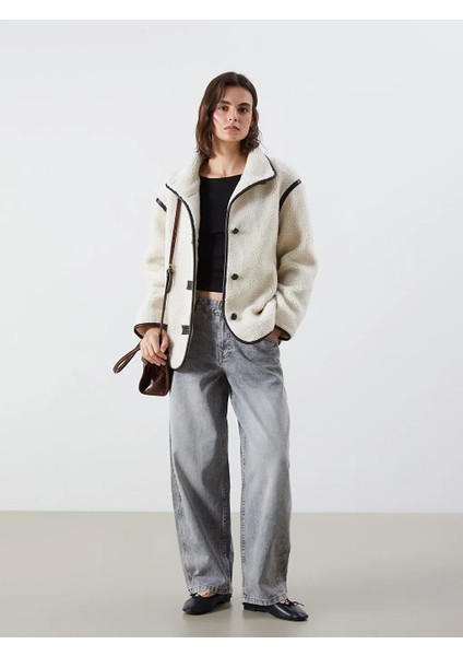 Lcw Vision Ekru Ceket Yaka Kadın Pelüş Mont fiyatları