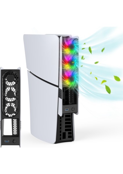 Ps5 Pro/slim Uyumlu Rgb Soğutucu Fan – Sessiz 3’lü Fanlı Soğutma, USB 3.0 Portlu, Güçlü Soğutma Sistemi