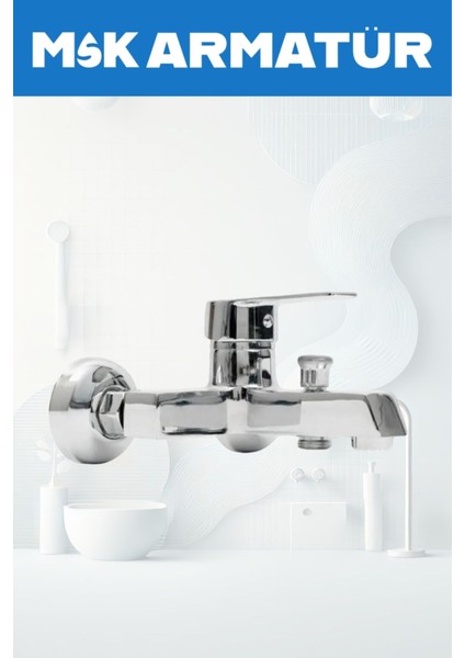 Krom Kare Lüx Banyo Bataryası Çeşmesi