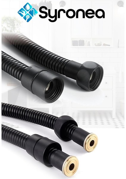 Mat Siyah 3'lü Banyo Duş Seti 5 Fonksiyonlu Örgülü Hortumlu Tutacaklı Set indirimleri