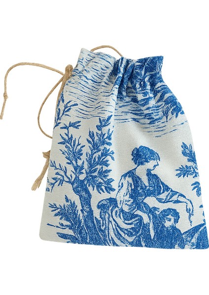 French Village Mini Kese 13X18 cm | Toile De Jouy Keten Jüt Ipli Büzgülü Kese