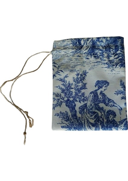 French Village Mini Kese 13X18 cm | Toile De Jouy Keten Jüt Ipli Büzgülü Kese fiyatları