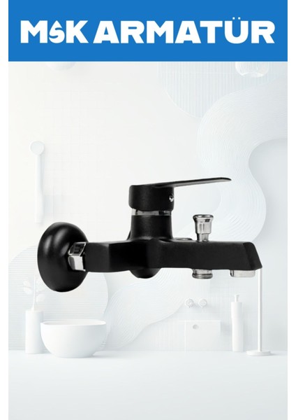 Siyah Kare Lüx Banyo Bataryası Çeşmesi