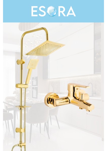 Gold Kare Robot Duş Seti , Banyo Bataryası 2’li Set