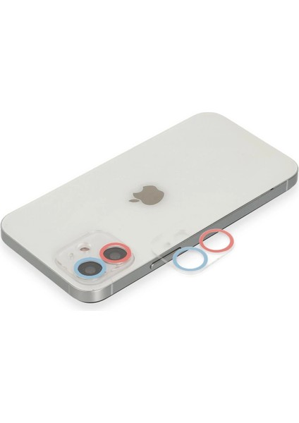 Bfs iPhone 12 Renkli Kamera Lens Koruma Cam - Pembe-Mavi