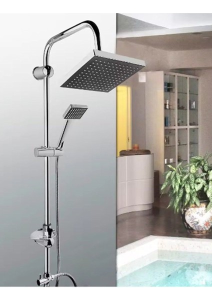 Duş Takımı Komple Set Krom Kare Tasarım Tepe ve El Duş Takımı