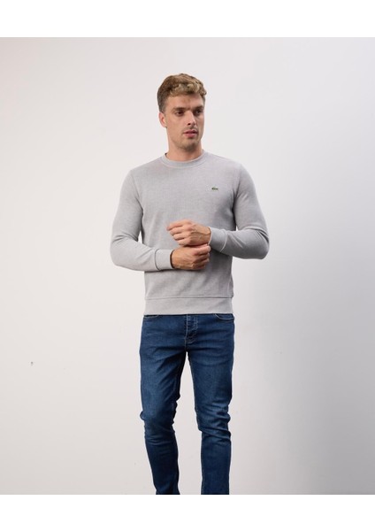 Bisiklet Yaka Gri Dar Kesim Erkek Triko Kazak