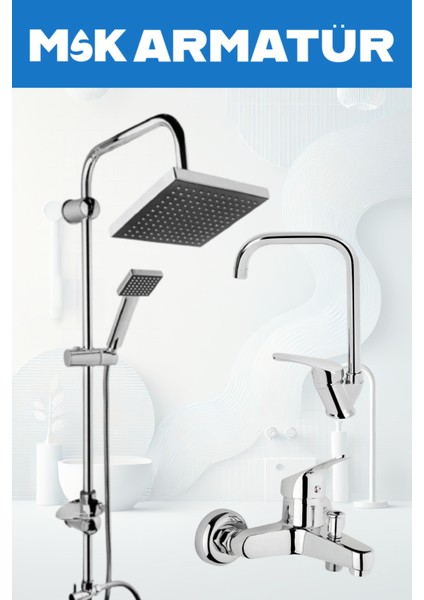 Krom Ekonomi Robot Köşe Lavabo Banyo Bataryası 3 Lü Set