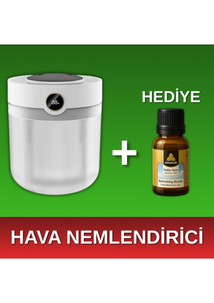 - Hava Nemlendirici 2000ml Su Haznesi - 7 Farklı Işık - Beyaz Renk - Aroma Hediyeli