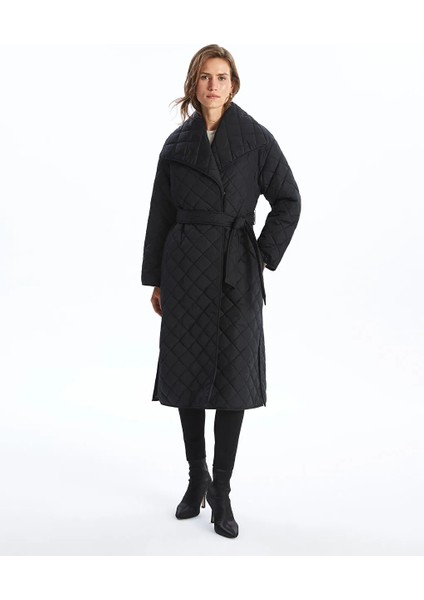 Lcw Modest Siyah Ceket Yaka Kapitone Kadın Şişme Mont