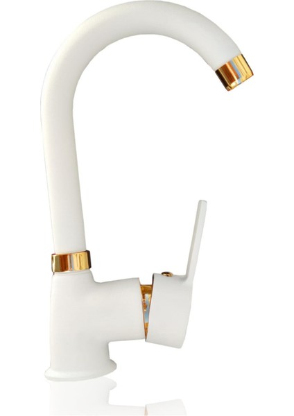 Beyaz Altın Lüks Lavabo Bataryası Delta Beyaz Gold Lavabo Musluk