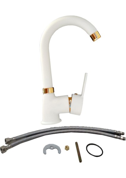 Beyaz Altın Lüks Lavabo Bataryası Delta Beyaz Gold Lavabo Musluk fiyatları