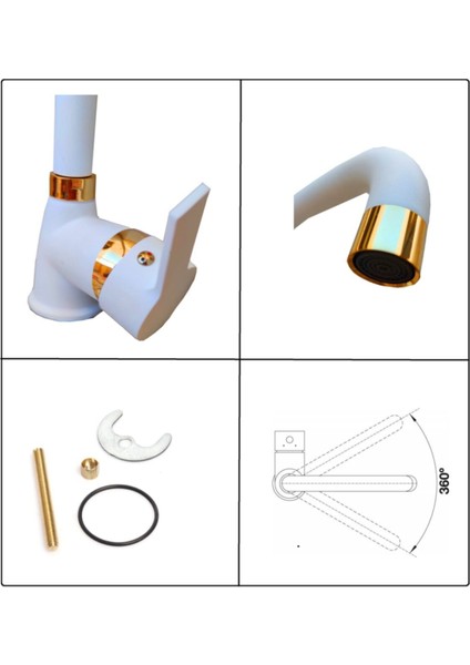 Beyaz Altın Lüks Lavabo Bataryası Delta Beyaz Gold Lavabo Musluk modelleri