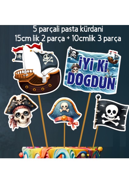 32 Parça Tam Set Korsan Temalı Deniz Kaptan Doğum Günü Seti Banner Pasta Kürdanı Cupcake Süsü Seti fırsatları