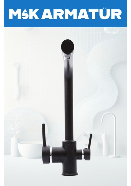 Lüx Siyah Krom 3 Yollu Arıtma Bataryası