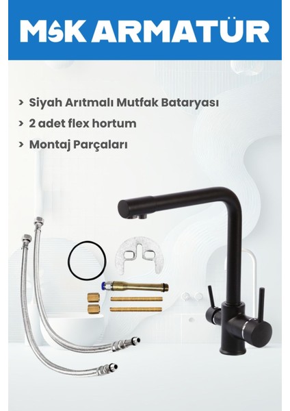 Lüx Siyah Krom 3 Yollu Arıtma Bataryası fiyatları