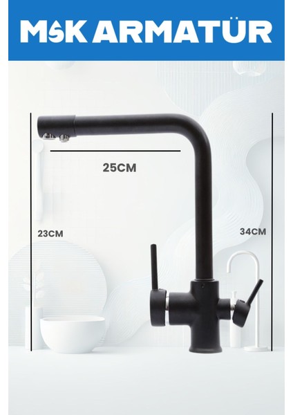 Lüx Siyah Krom 3 Yollu Arıtma Bataryası modelleri