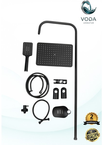 Lüx Siyah 3'lü Banyo Musluk Seti Robot Yağmurlama Tepe Duş Seti, Banyo Bataryası, Lavabo Musluğu fiyatları