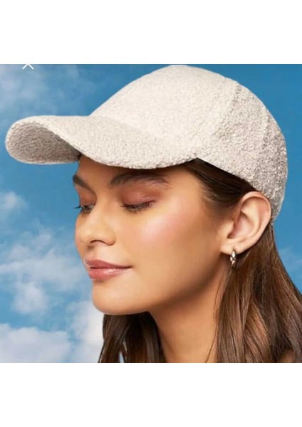 Trend Teddy Peluş Krem Cap Şapka