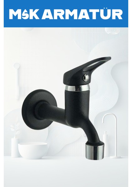 Siyah Krom Aç Kapa Wc Lüx Musluk