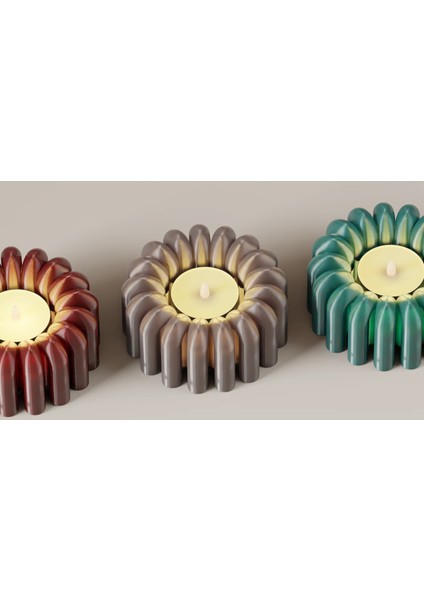 Modern Renkli 4'lü Silindir Formlu Mumluk Seti 🕯️ – 4 Tealight Mum Hediyeli fırsatları