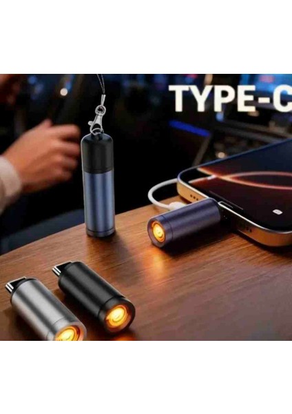Type-C Çakmak, Telefon, Powerbank, Araç, Type-C Cihazlarla Uyumlu, Siyah Renk