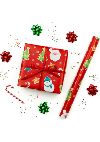 70X100 Yılbaşı Temalı Hediye Paketleme Kağıdı - 2'li Paket - M14