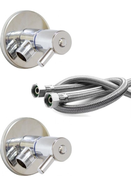 Krom Cubuk Taharet Musluğu 70 cm Flex 2 Li Set