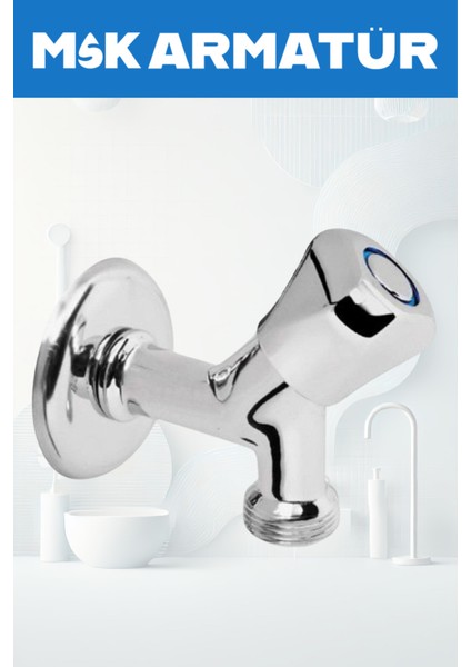 Krom Pirinç Çamaşır Musluğu