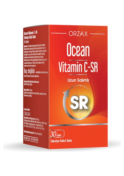 Orzax Vitamin C-Sr 30 Tablet - Dezenfektan Hediyeli (%72 Alkol)