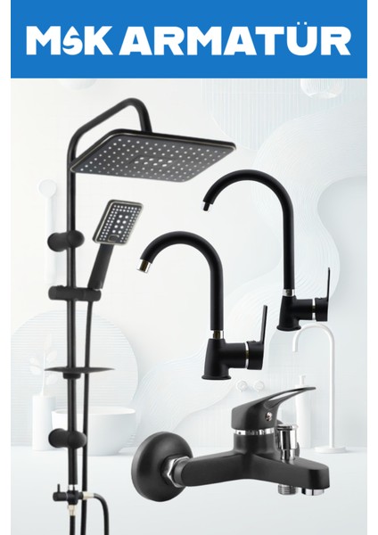 Full Siyahrobot Siyah Krom Armut Eviye Lavabo Banyo Bataryası Çeşmesi