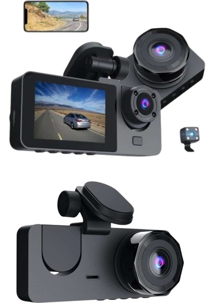 3 Kameralı 2 Inç 1080P Araç Içi Kamera Sürüş Kamerası Carplay fiyatları