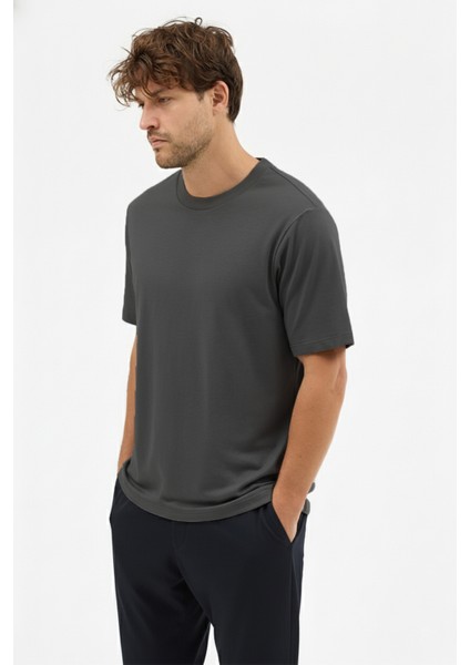 Erkek Premium Kalite Yoğun Dokulu Pamuklu T-Shirt Koyu Gri M101-R0220-04 fiyatları
