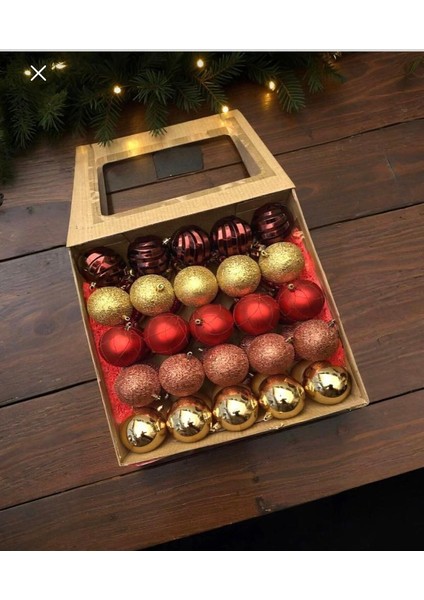 Yılbaşı Ağacı Lüks Top Süs 8 cm 50 Adet indirimleri
