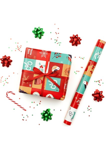70X100 Yılbaşı Temalı Hediye Paketleme Kağıdı - 2'li Paket - M16