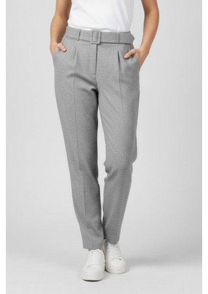 Kadın Gri Kemerli Kumaş Pantolon M1792 Gri modelleri