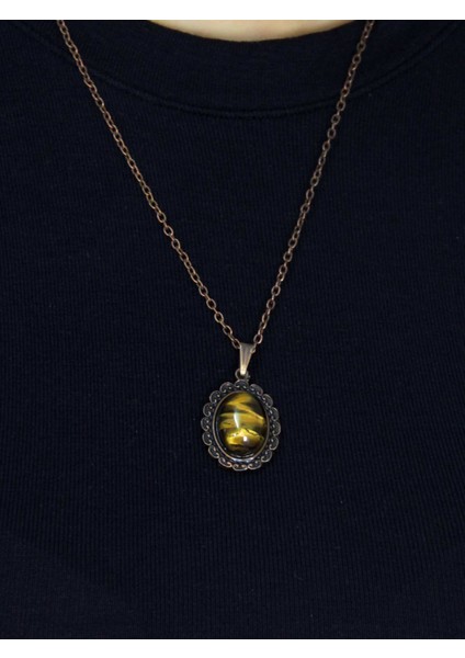 Doğal Taş Kaplangözü Doğal Taşlı Kadın Doğal Taş Otantik Kolye EUK27BKG modelleri