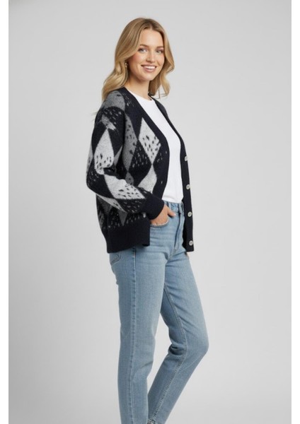 Kadın Baklava Desenli Yumoş Hırka M2331 Lacivert fiyatları