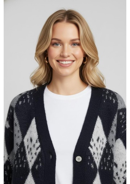 Kadın Baklava Desenli Yumoş Hırka M2331 Lacivert fırsatları