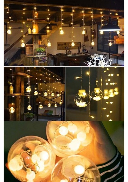 Işıklı Yılbaşı Top Perde LED 3m 120 LED Fişli 8 Fonksiyonlu Dekoratif Saçak Işık modelleri