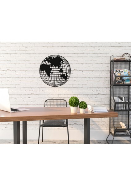 Dünya Haritası Küre Tasarımlı Metal Tablo | Modern Ofis ve Ev Duvar Dekoru fiyatları