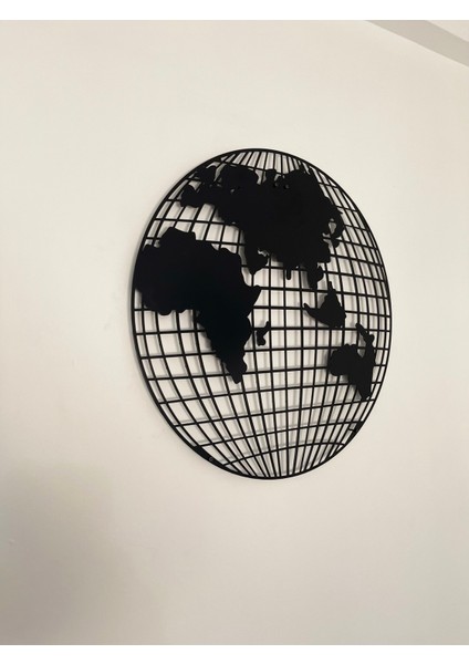 Dünya Haritası Küre Tasarımlı Metal Tablo | Modern Ofis ve Ev Duvar Dekoru fırsatları