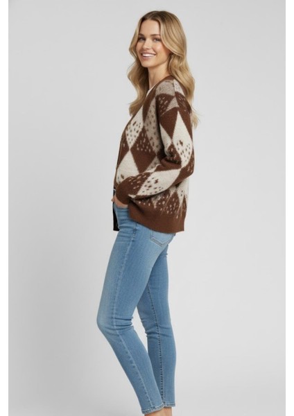 Kadın Baklava Desenli Yumoş Hırka M2331 Kahve fiyatları