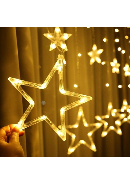 108 Ledli Yıldız Perde Işık 3m 8 Fonksiyonlu Günışığı 12 Sarkıt Dekoratif Saçak LED fiyatları