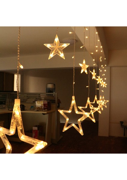 108 Ledli Yıldız Perde Işık 3m 8 Fonksiyonlu Günışığı 12 Sarkıt Dekoratif Saçak LED modelleri