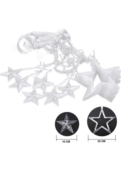 108 Ledli Yıldız Perde Işık 3m 8 Fonksiyonlu Günışığı 12 Sarkıt Dekoratif Saçak LED indirimleri