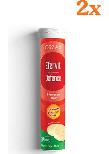 Orzax Efervit Defence Takviye Edici Gıda 20 (2x) - Dezenfektan Hediyeli (%72 Alkol)