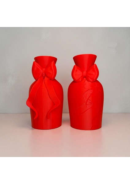 Kırmızı İkili Mini Dekoratif Vazo Seti – Modern Masa Üstü Aksesuar fiyatları