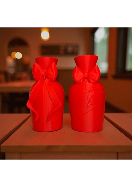 Kırmızı İkili Mini Dekoratif Vazo Seti – Modern Masa Üstü Aksesuar modelleri