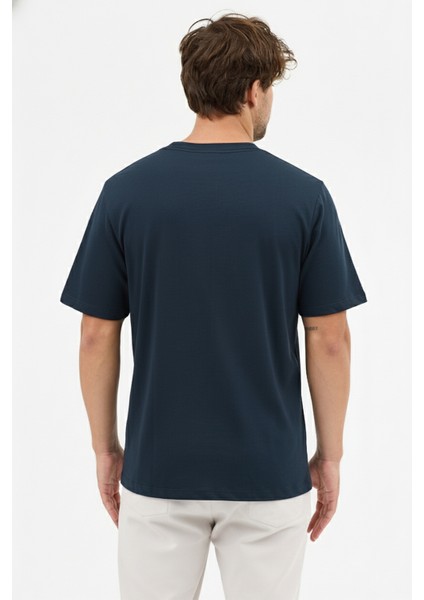 Erkek Premium Kalite Yoğun Dokulu Pamuklu T-Shirt Lacivert M101-R0220-05 modelleri